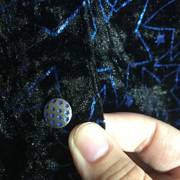 Womens Wrangler Button Up Shirt Crushed Velvet Stars Eras Tour Midnights Casual - Picture 4 of 6